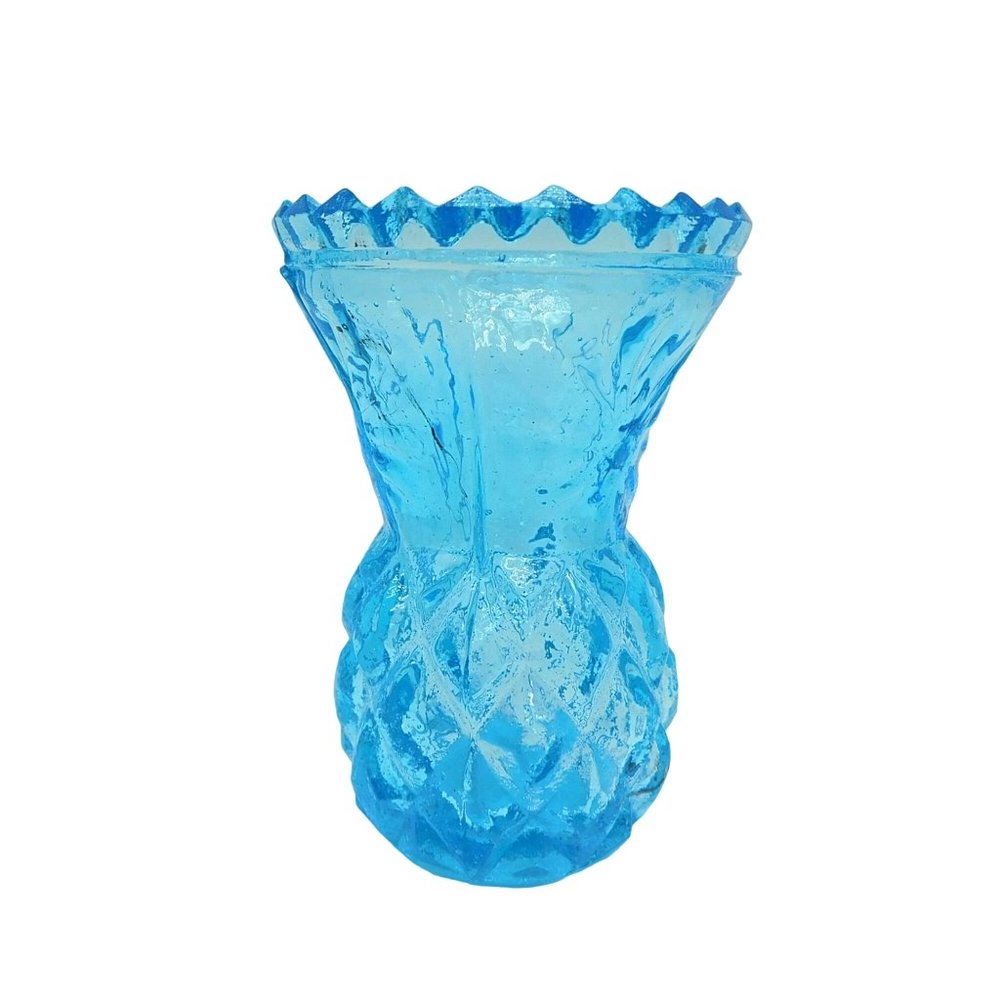 Vintage Light Blue Pineapple Toothpick Holder Sawtooth Edge